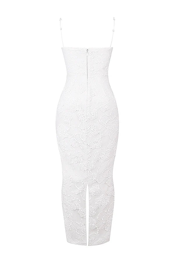 white floral lace maxi dress