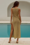 ARIYA SLEEVELESS KNIT MAXI DRESS GOLD METALLIC