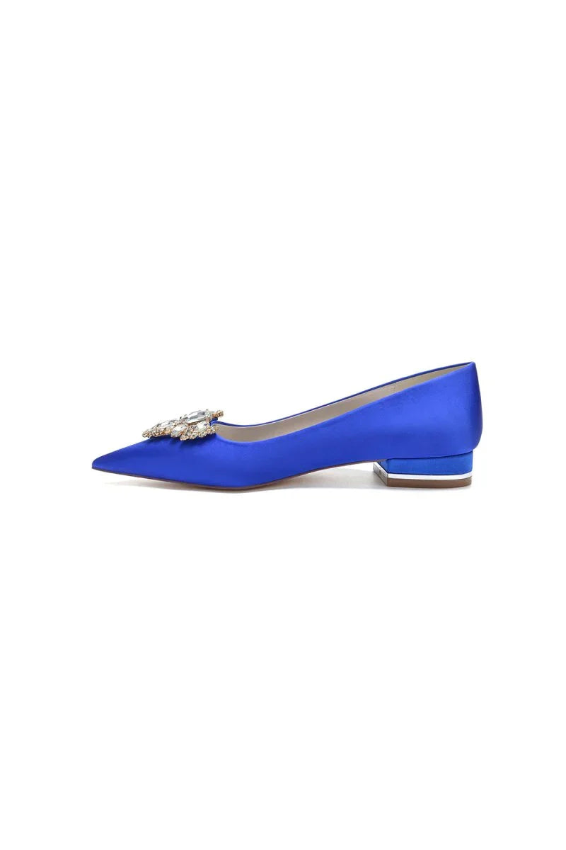 Pretty Pointed Toe Rhinestone Kitten Heels