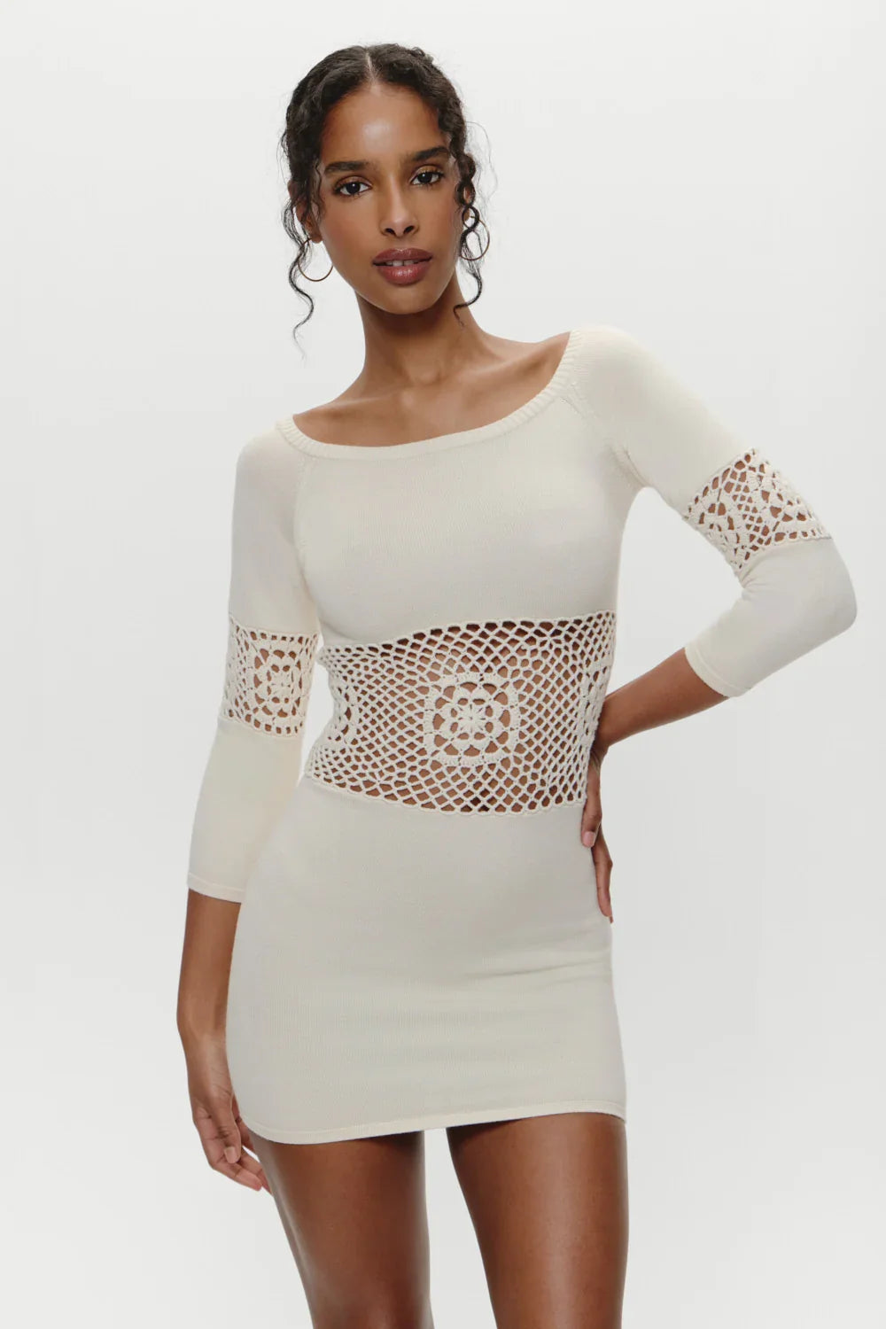 Festival Crochet Knit Mini Dress Bunny