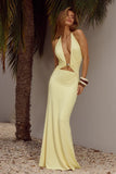 HALSTON HALTER MAXI DRESS LEMON