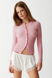 Lenon Cloud Knit Button Up Cardigan Valentine Pink