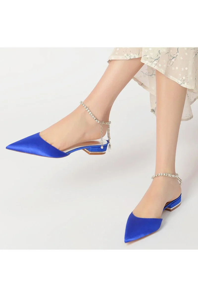Crystal Strap Cocktail Pointed Toe Flats