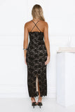Hidden Flame Lace Maxi Dress Black