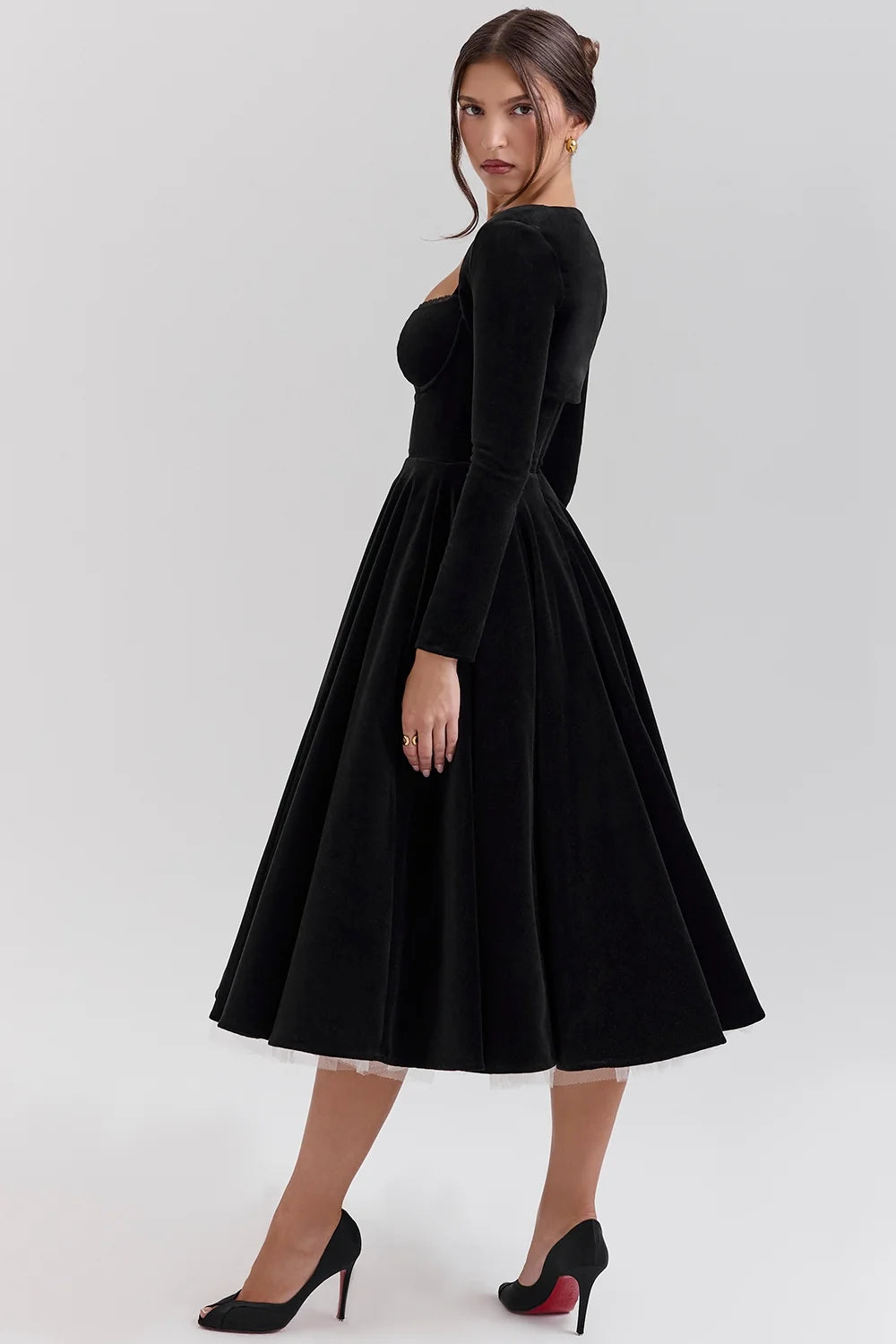 black velvet tulle midi dress bolero