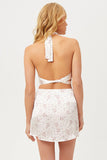 Matilda Silk Halter Wrap Crop Top Sweet Rose