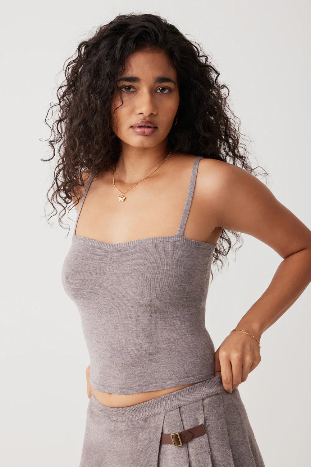 Carmen Lightweight Knit Tank Dark Pearl