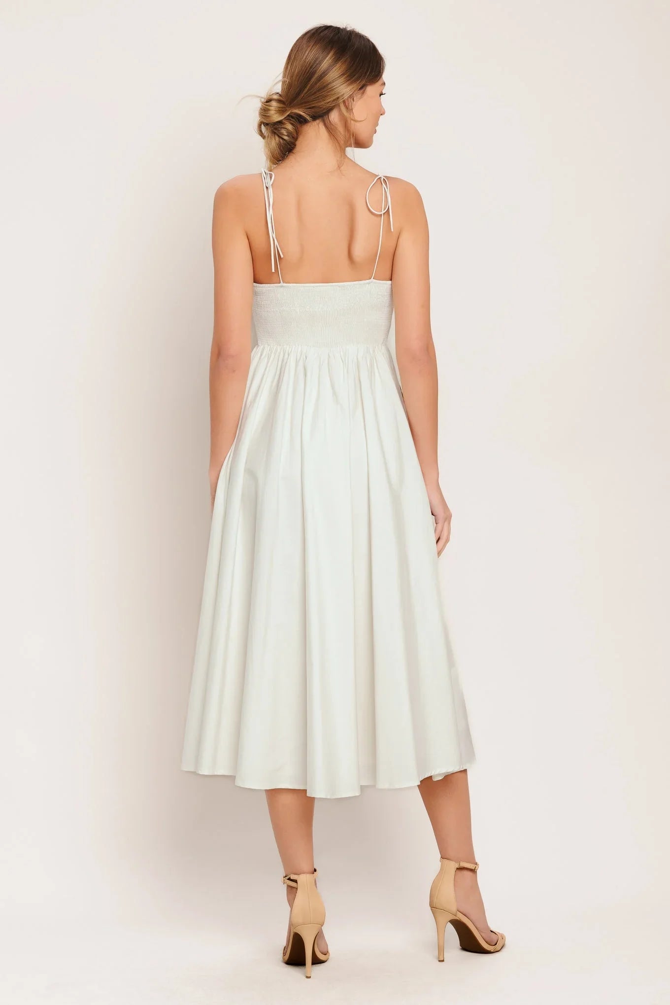 POETIC BLOOM IVORY FLORAL MIDI DRESS