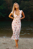 Delicate Lace Midi Dress Cherry Flower