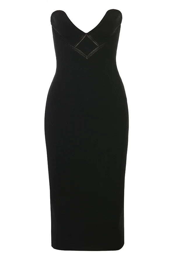 black strapless midi dress sale