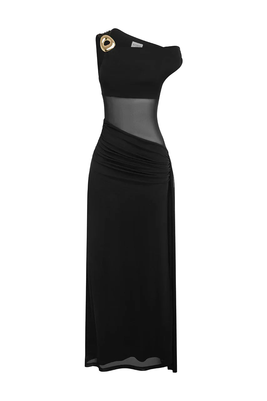 NAELLE ONE SHOULDER MAXI DRESS BLACK