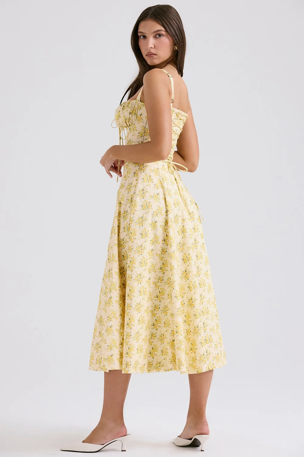 buttercup vintage floral print cotton bustier sundress