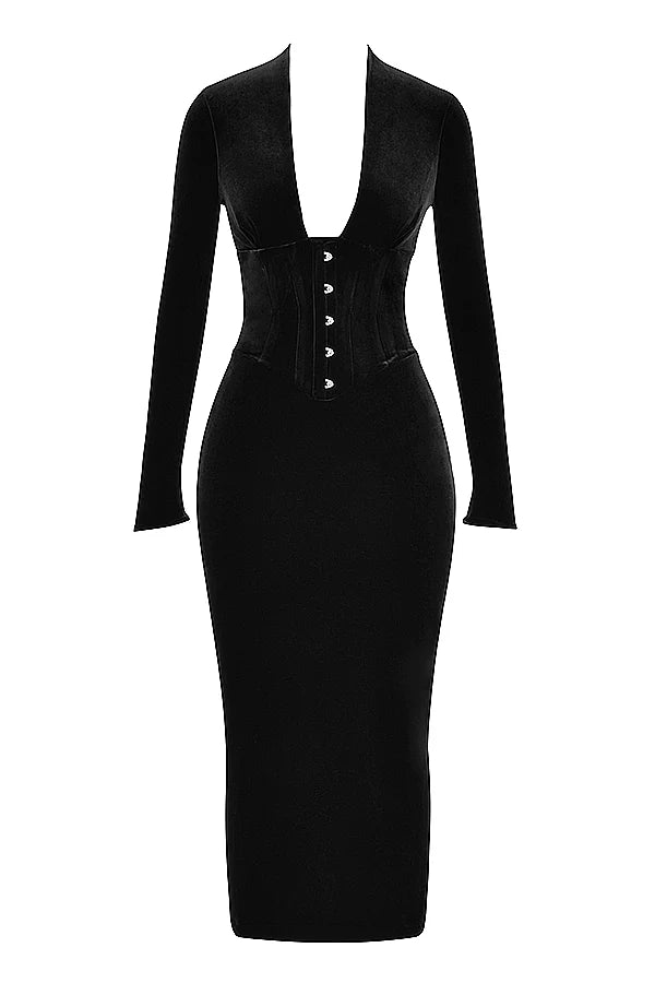black velvet corset dress