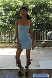 Carmen Lightweight Knit Mini Dress Cornflower