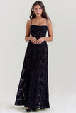 black floral lace back maxi dress