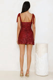 Sequin Wonderland Mesh Mini Dress Maroon