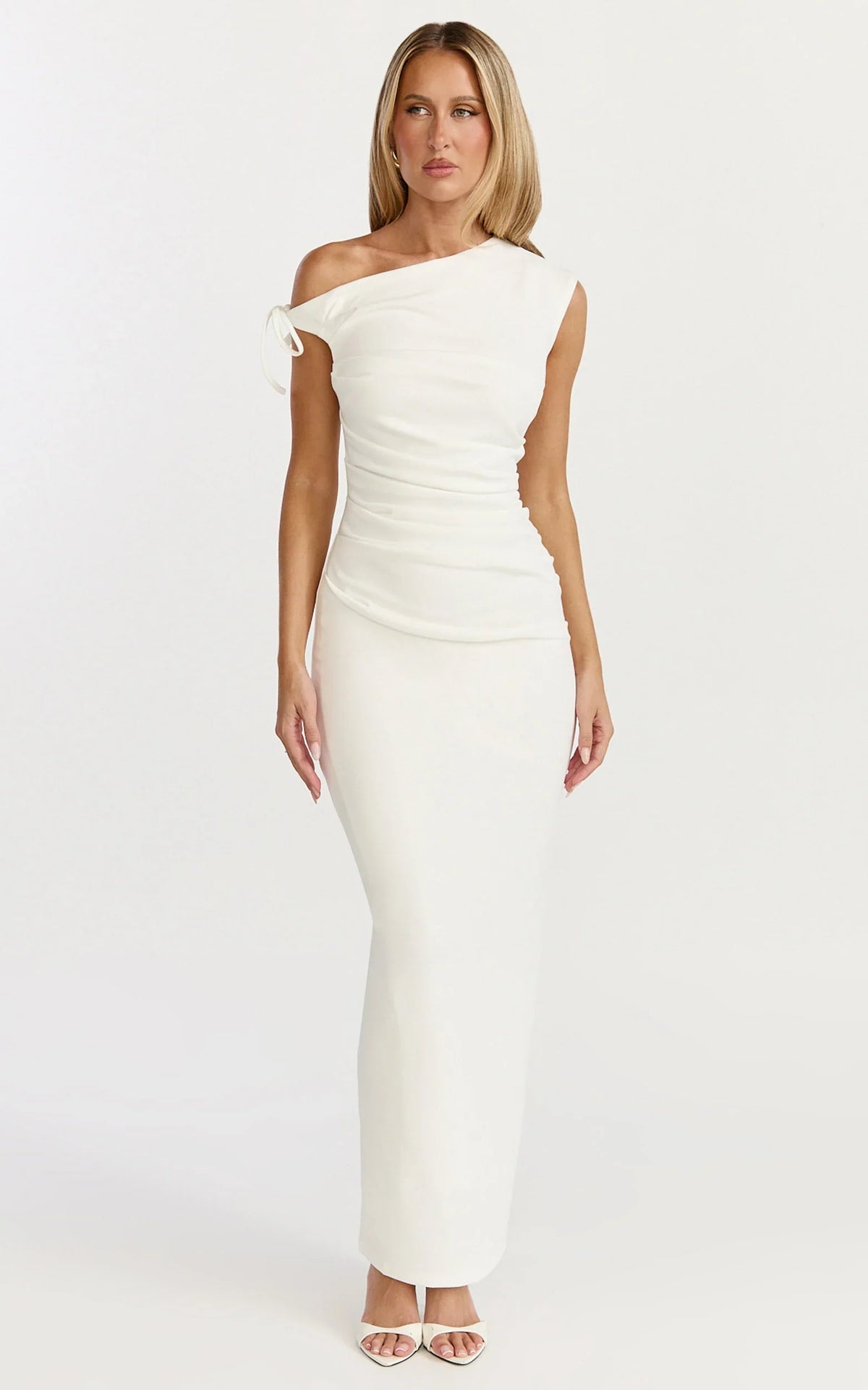 Belle Maxi Dress Tie Shoulder Detail Dress in White