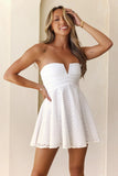 Alluring Elegance Strapless Embroidered Mini Dress White