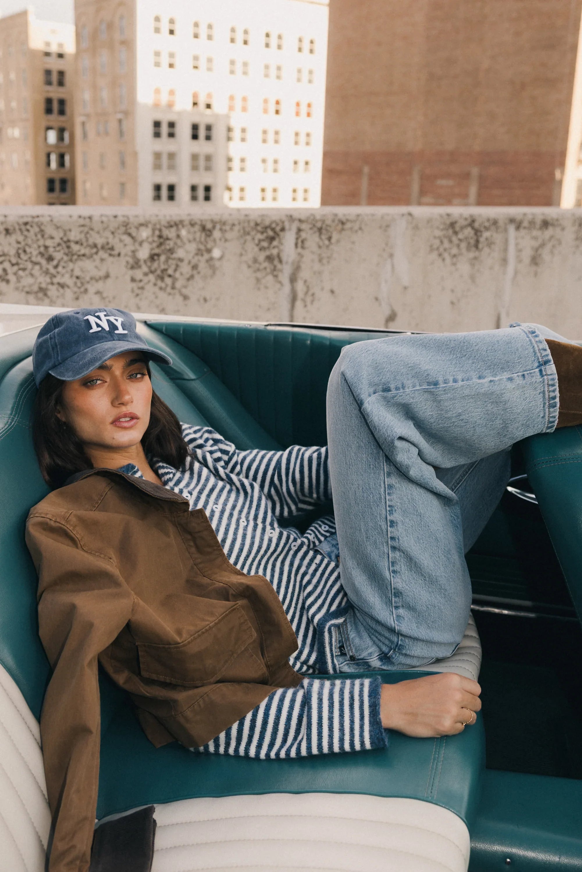 Miriam Striped Cardigan in Denim