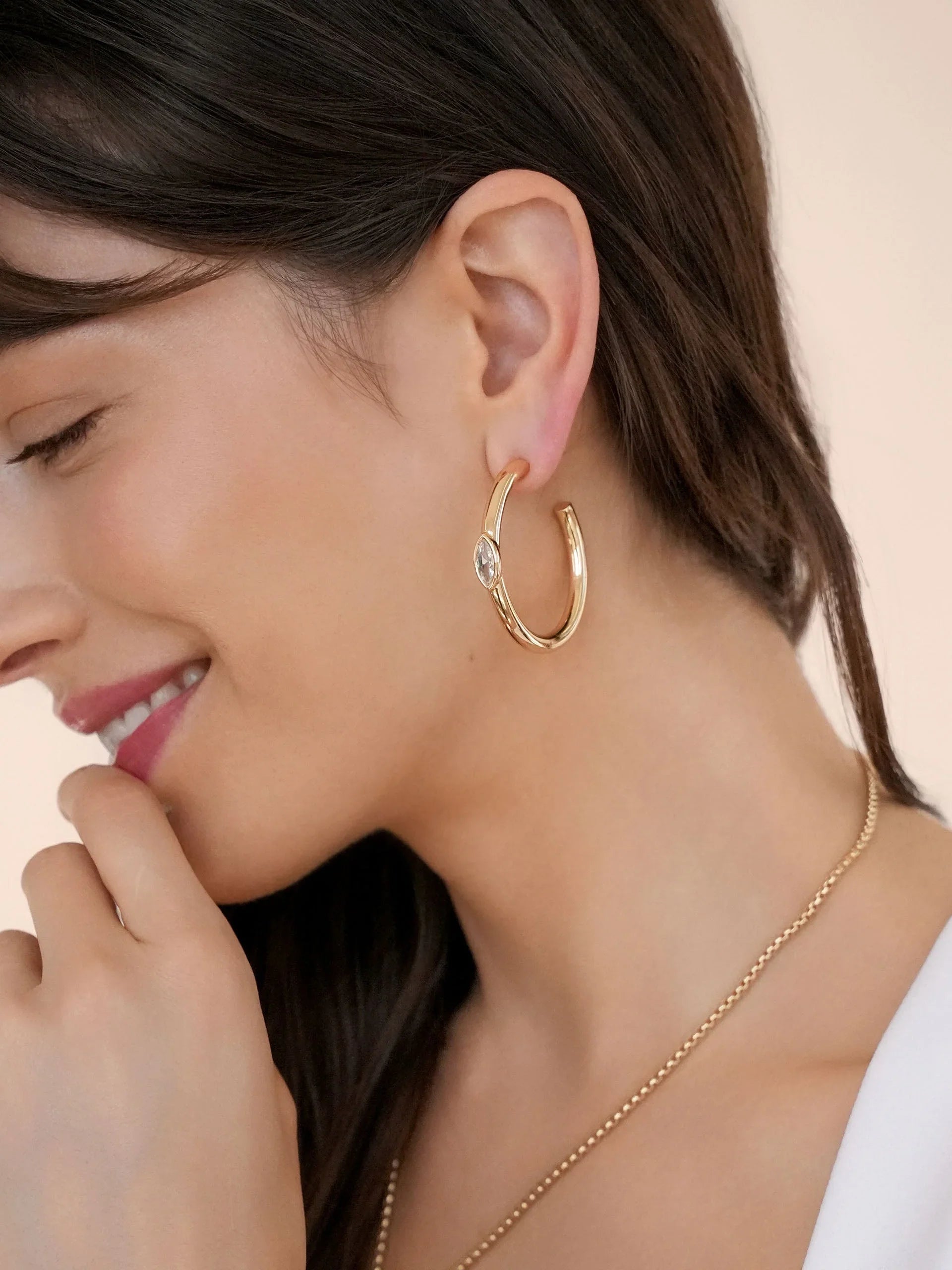 Large Marquise Crystal Hoops