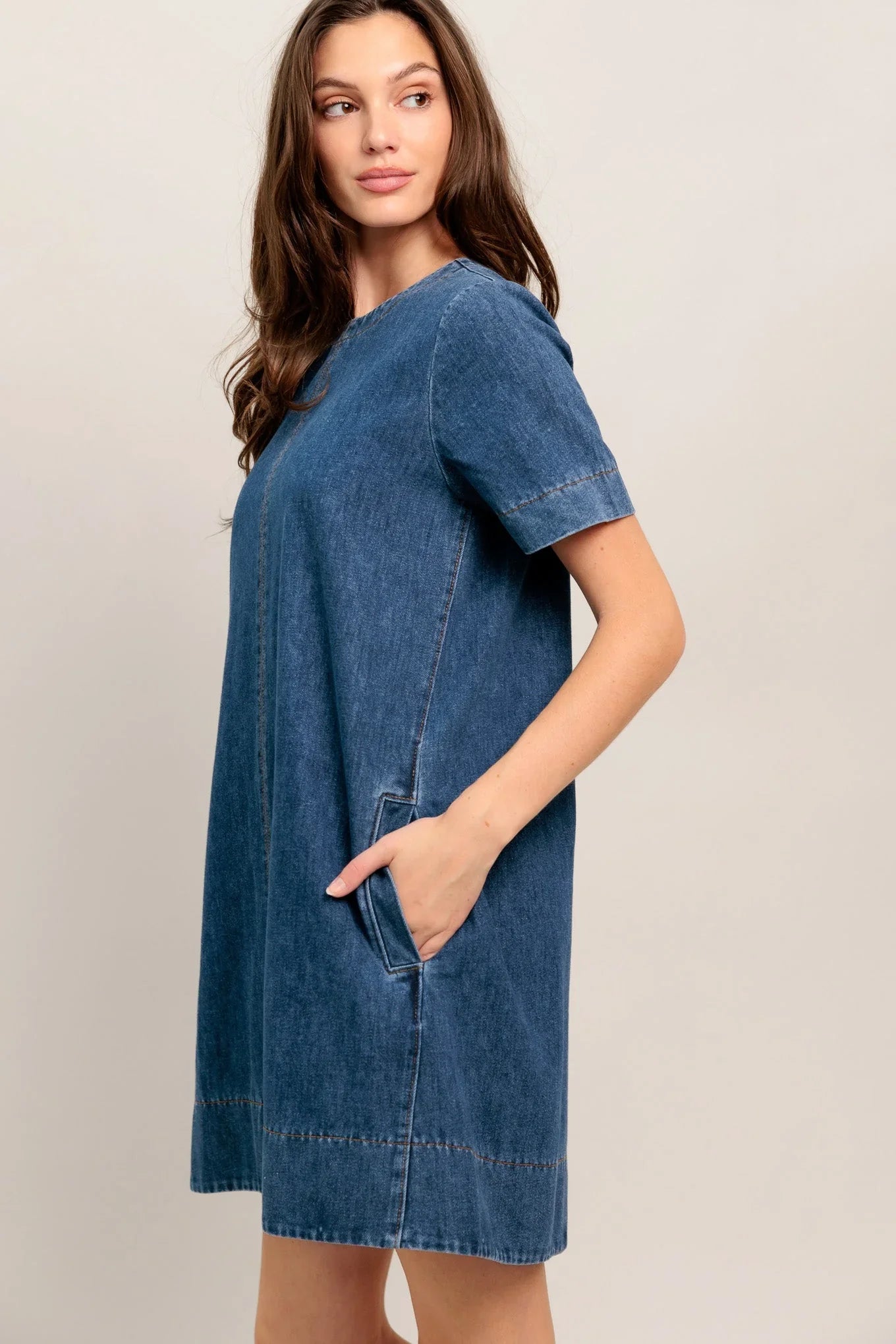 SIMPLY PUT TOGETHER DENIM MINI DRESS