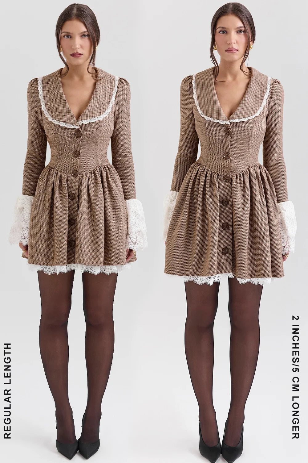 brown puppytooth check mini dress sale