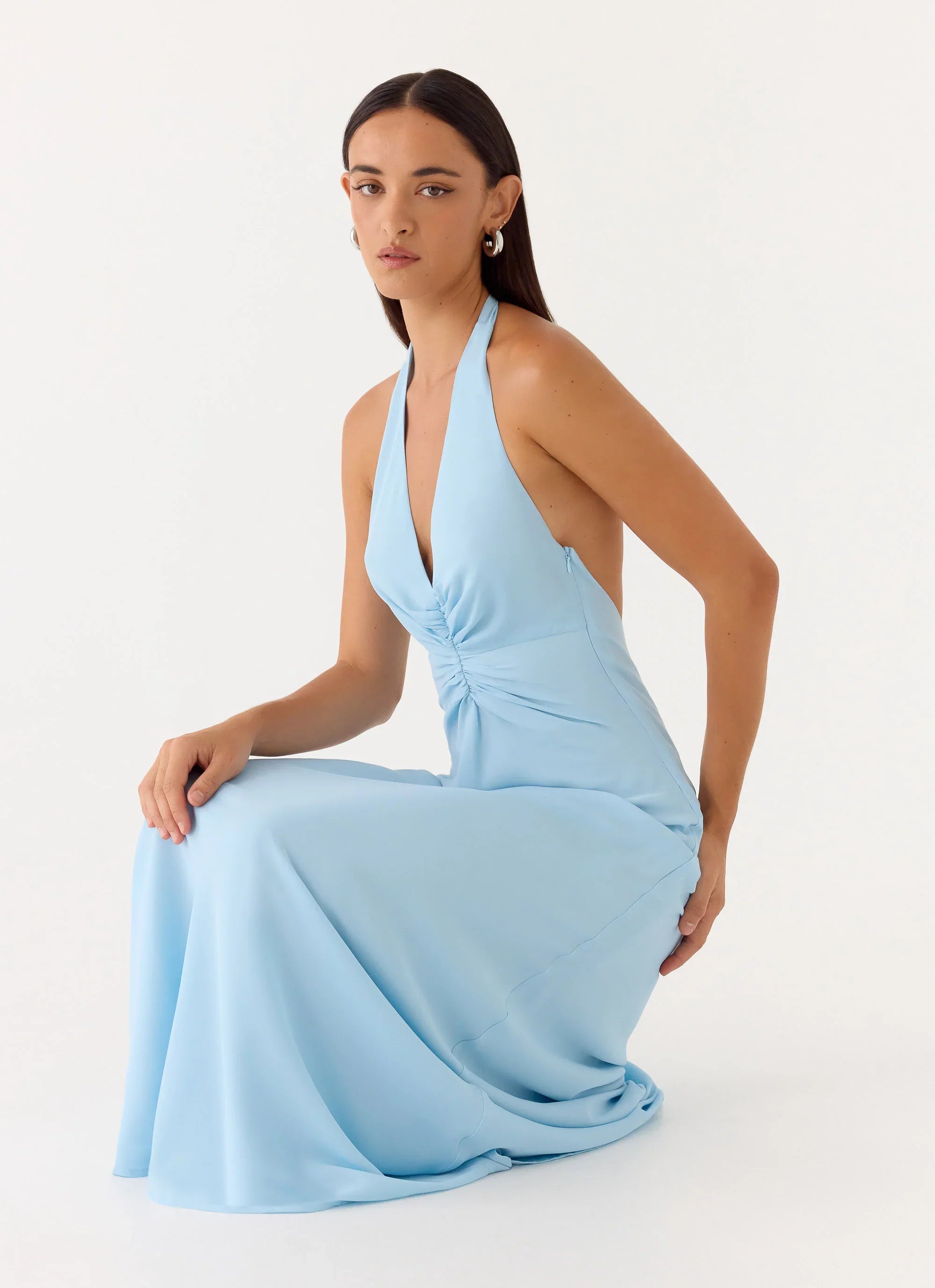 Sharpay Halter Maxi Dress Pale Blue