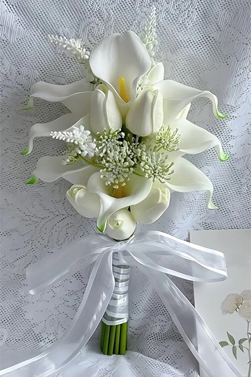 Artificial Tulip Cala Lilies Cascade Wedding Flower Bouquets