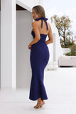 Good Conversation Halter Maxi Dress Navy