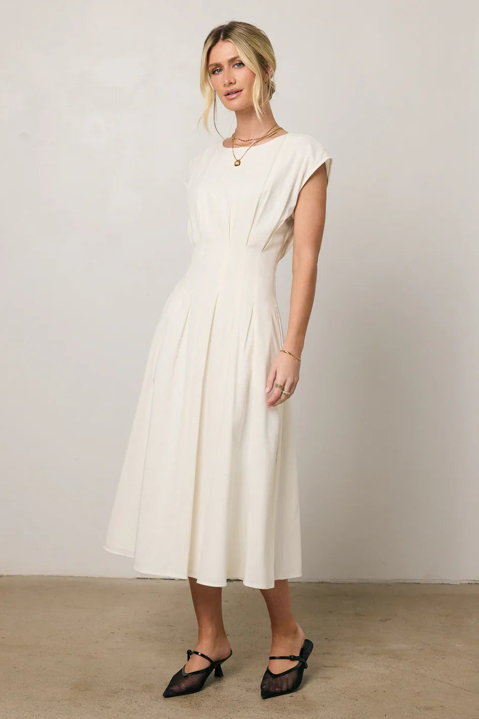 Isla Midi Dress in Off White