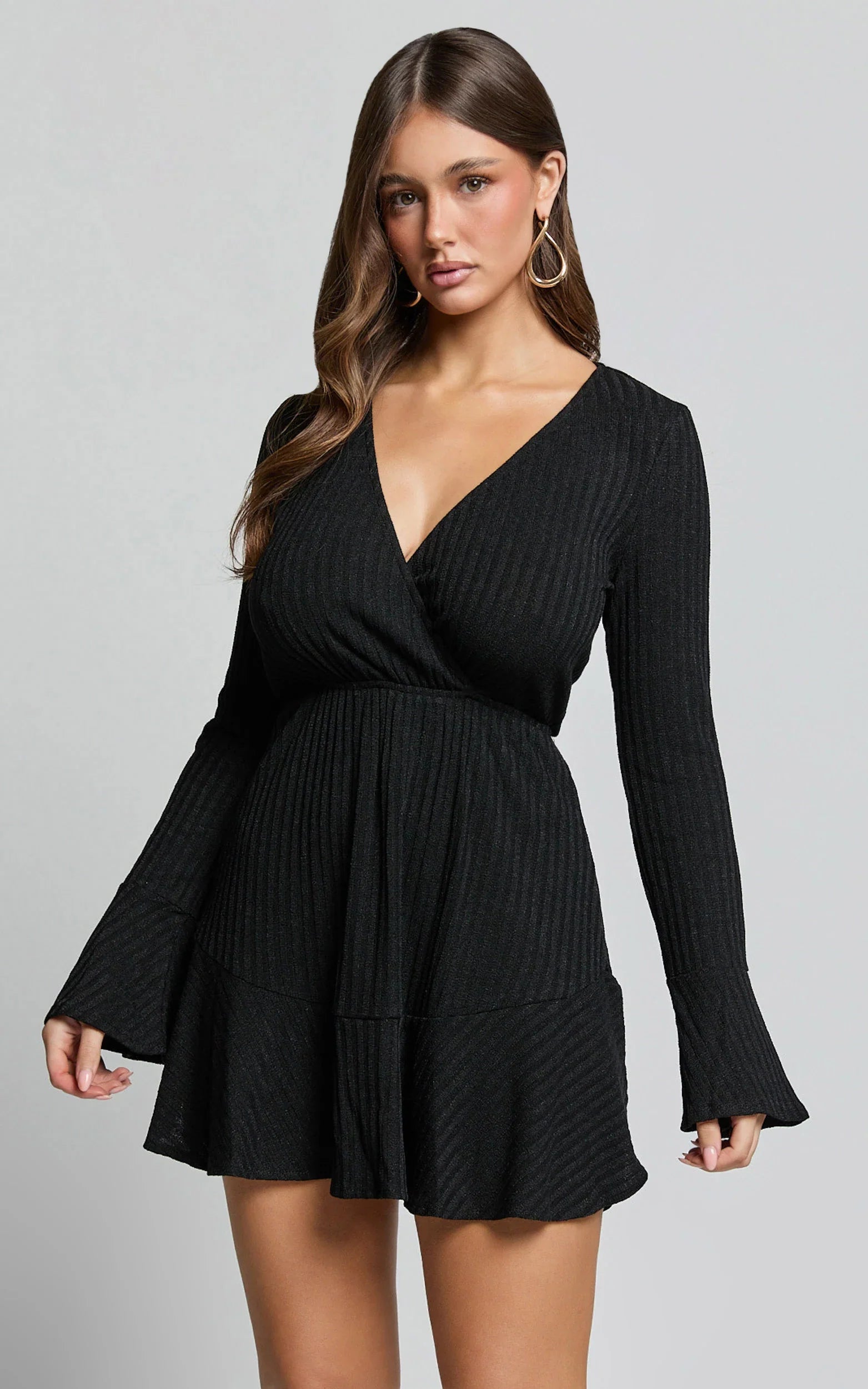 The Next Step Mini Dress Long Sleeve Dress in Black