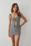 Olive Button Up Gingham Top