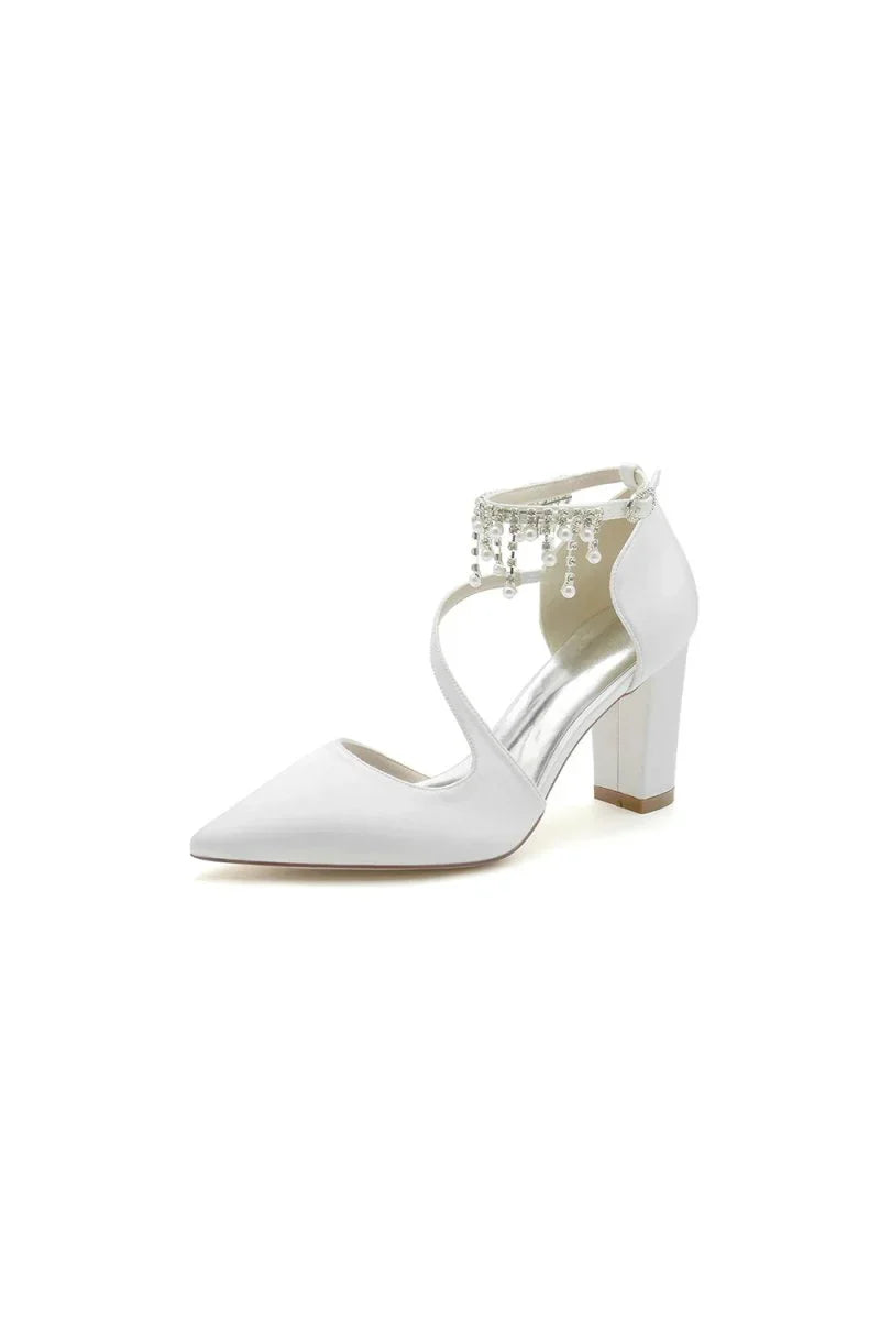 Pearl Tassel Block Heel Sandals