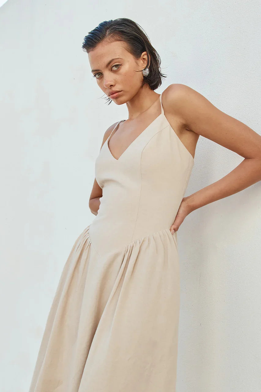 WINSLET MIDI DRESS SAND