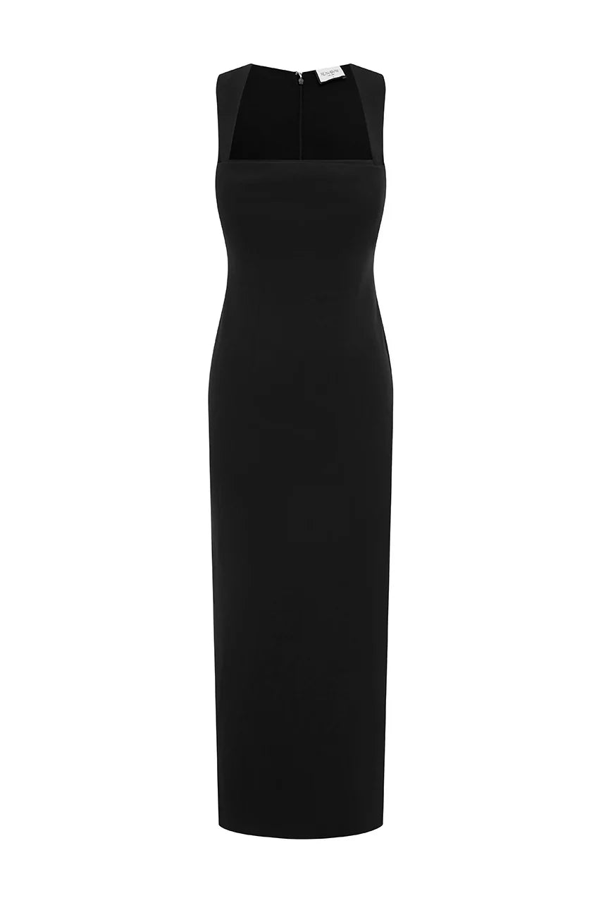KODY SQUARE NECK MIDI DRESS BLACK