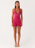 Payback Shell Trim Mini Dress Fuchsia