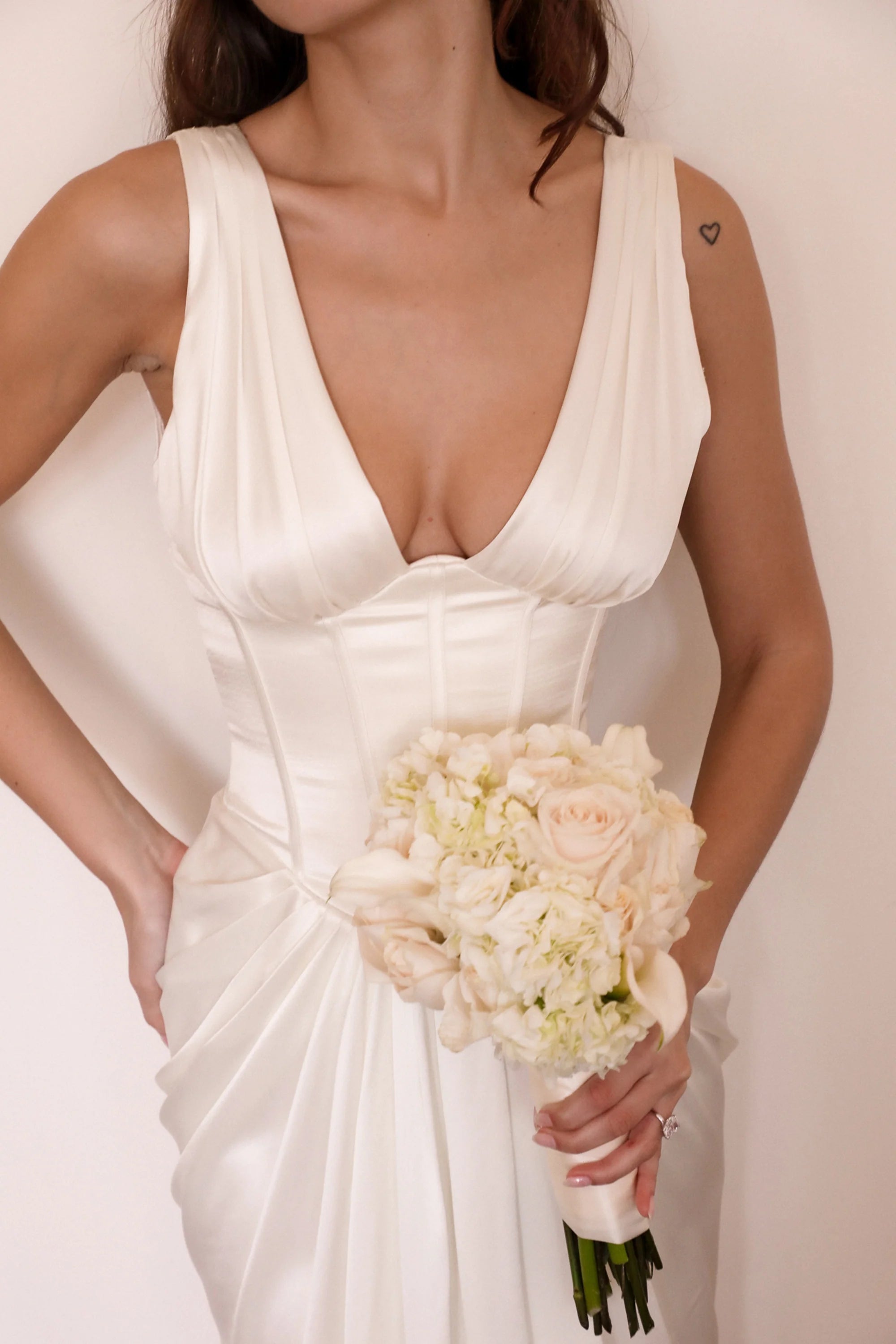 ivory satin corset bridal gown