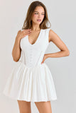 white stretch cotton mini dress