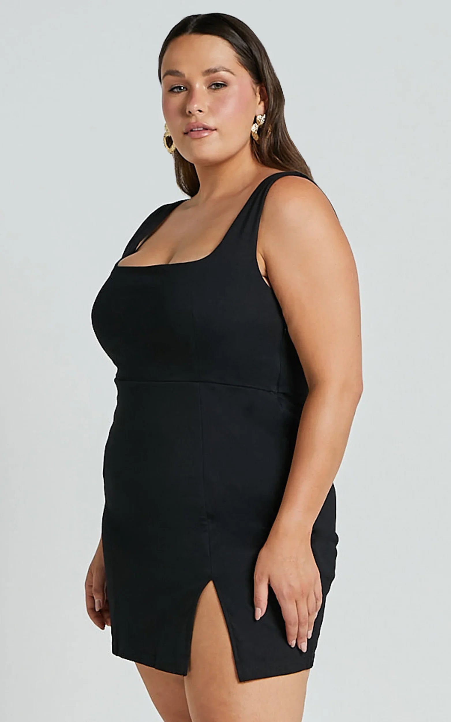 Hughes Mini Dress Square Neck Dress in Black