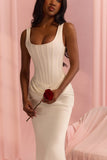 ivory satin gathered maxi dress