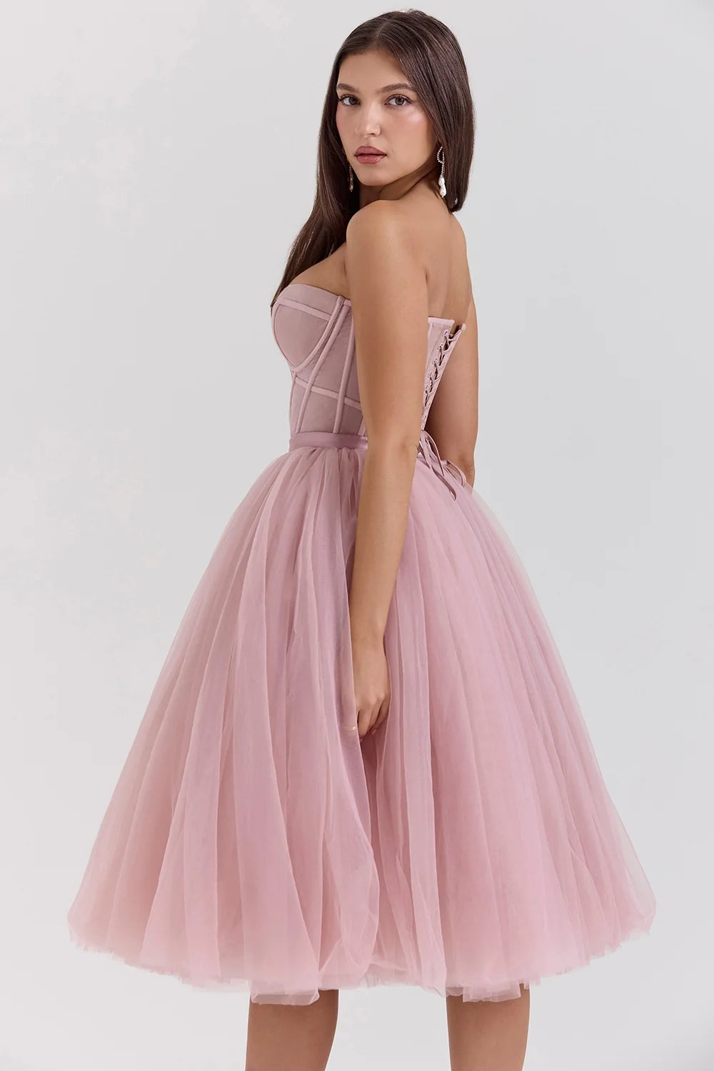 french rose tulle midi dress sale
