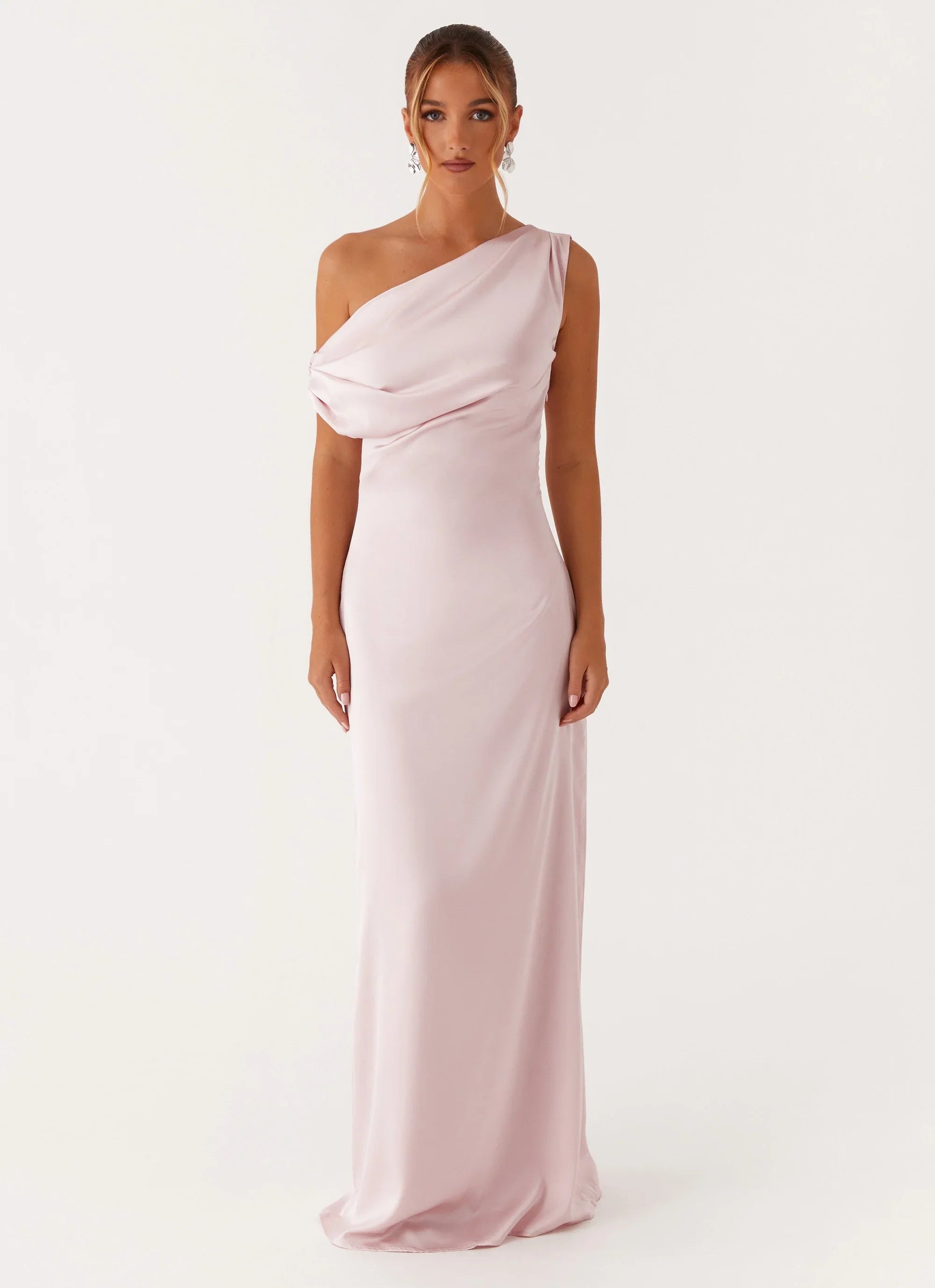 Heart Of Glass Satin Maxi Dress Pink