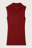 Axel Cable Cloud Knit Sleeveless Sweater Red Velvet