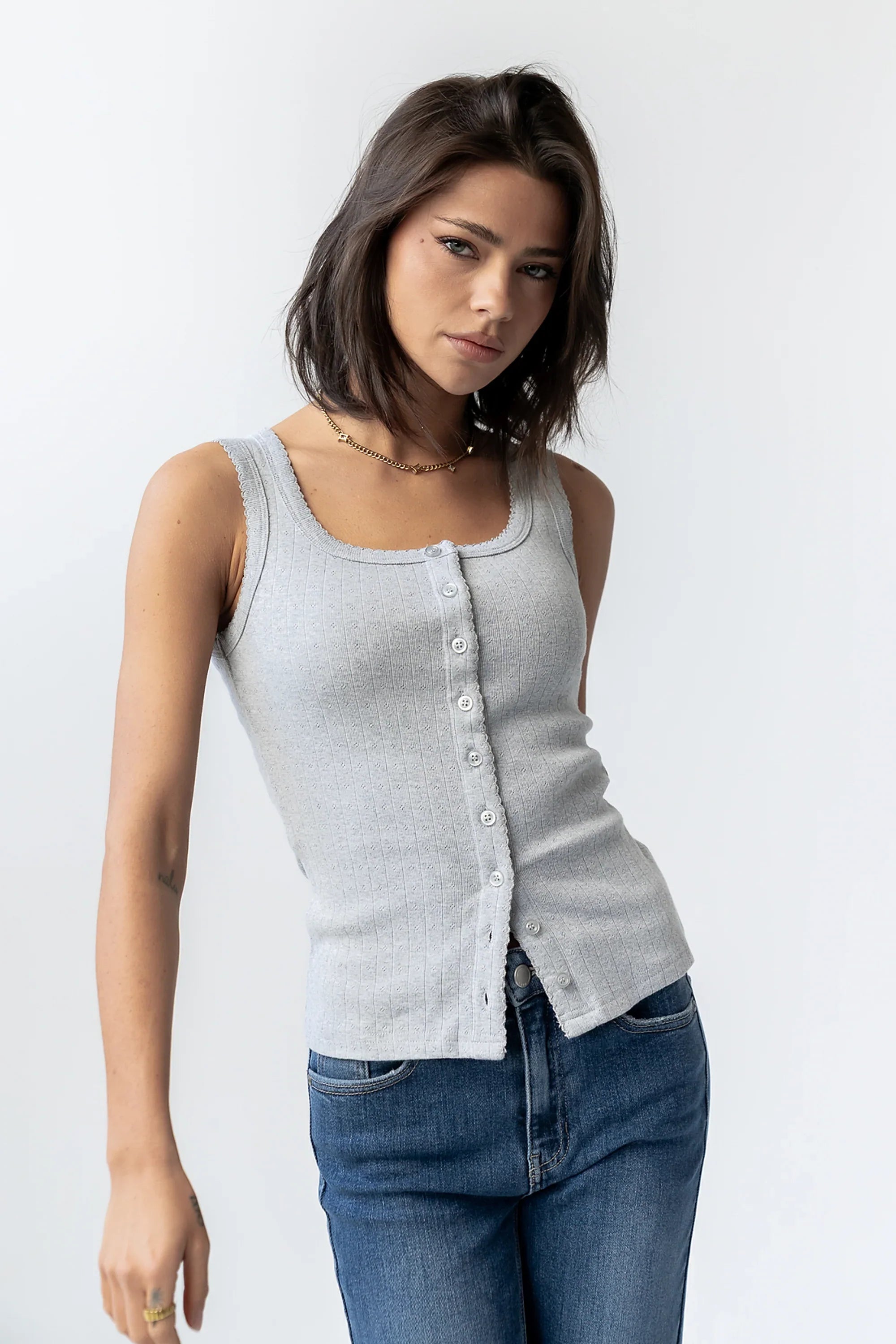 Apollo Knit Tank Top in Grey