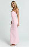 Pietra Maxi Dress Scoop Neck Side Seam Tucks Fitted Dress in Pink