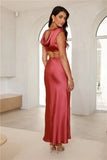 Luxe Destinations Satin Maxi Dress Rust