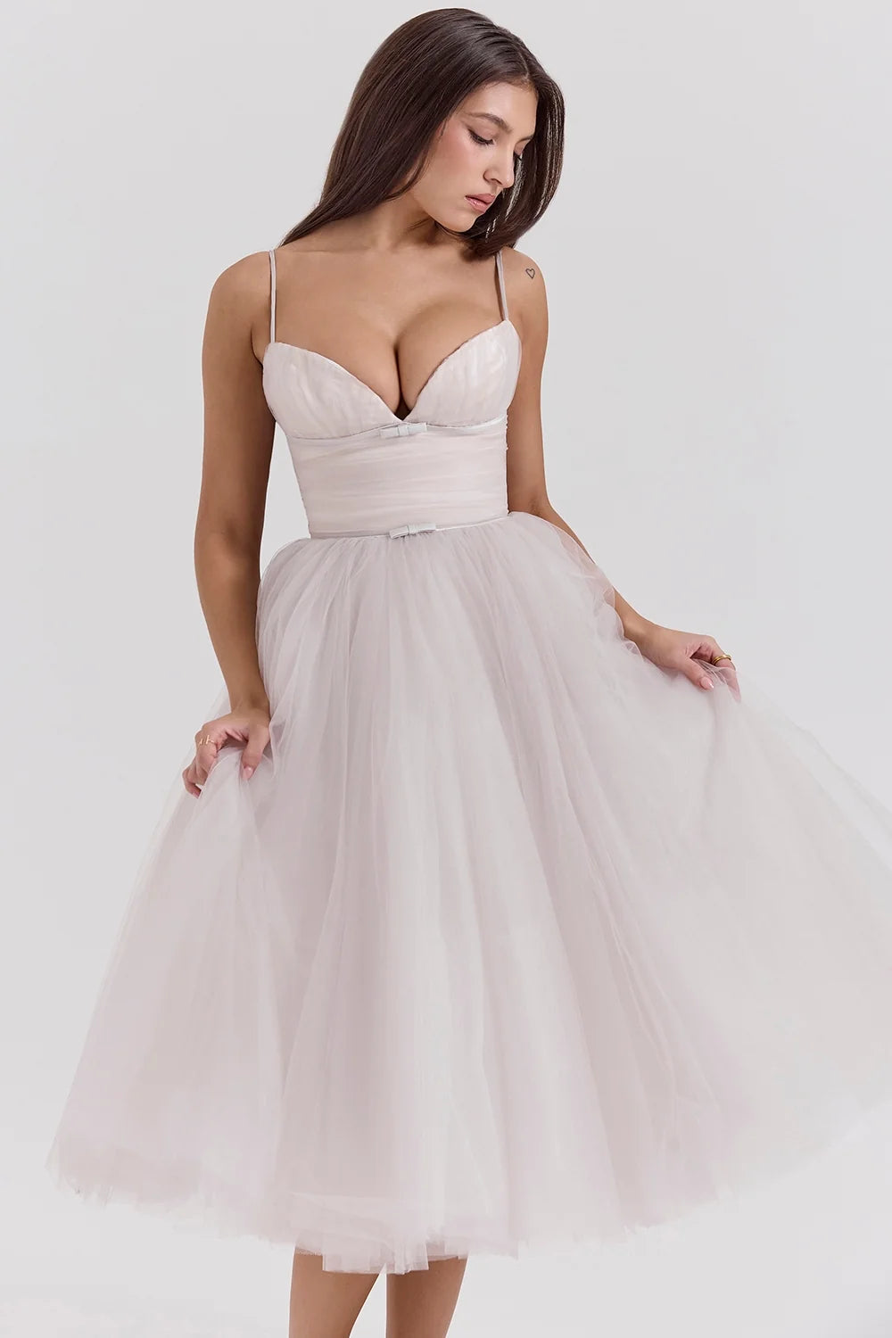 french dove tulle midi dress sale