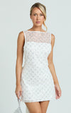 Gianna Mini Dress High Neck Shift Dress in Ivory