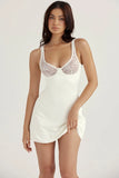 ivory satin and lace mini dress