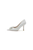 Glitter Pointed Toe Stiletto Heels With Rhinestone